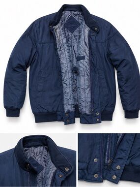 Van Heusen Navy Blue Quilted-Lined Bomber Jacket